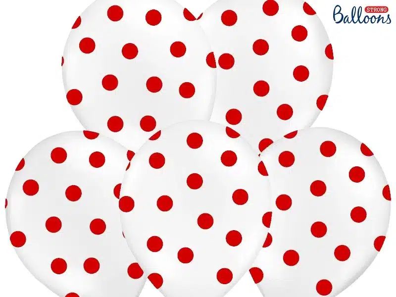 Balon biały w czerwone kropki