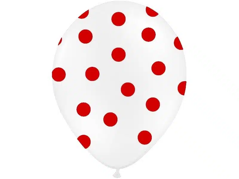 Balon biały w czerwone kropki