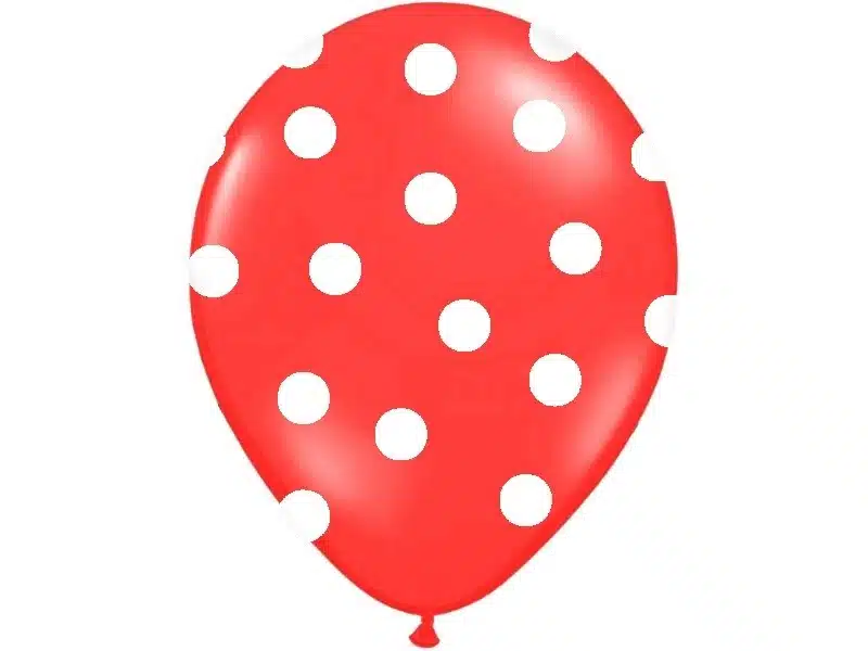 Balon czerwony w białe kropki
