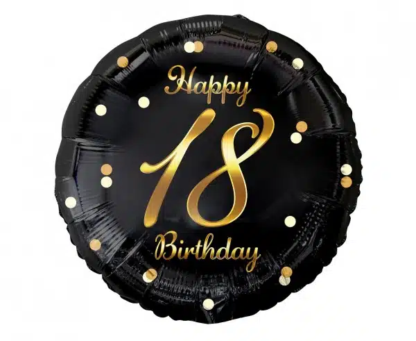 Balon foliowy Happy 18 Birthday Czarny