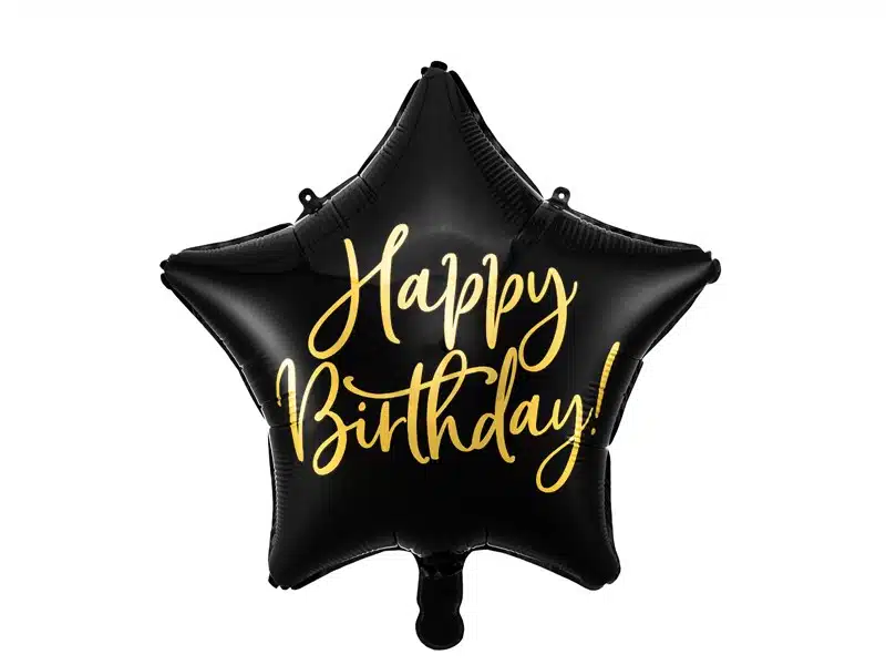 Balon Foliowy Happy Birthday Black Stars