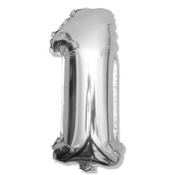 Balon foliowy na 1 urodziny srebrny 40cm