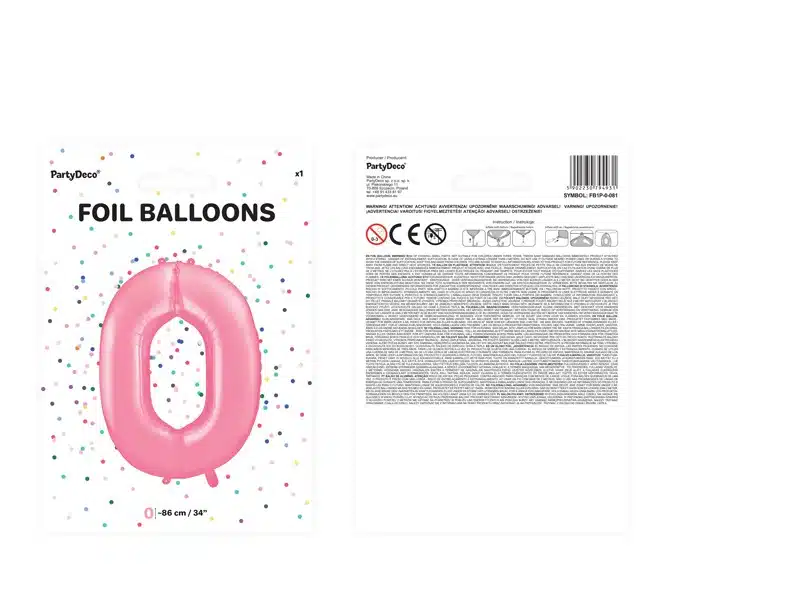Balon foliowy różowa cyfra 0 86cm 
