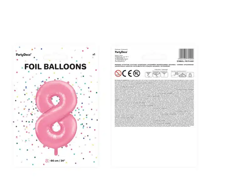 Balon foliowy różowa cyfra 8 86cm 