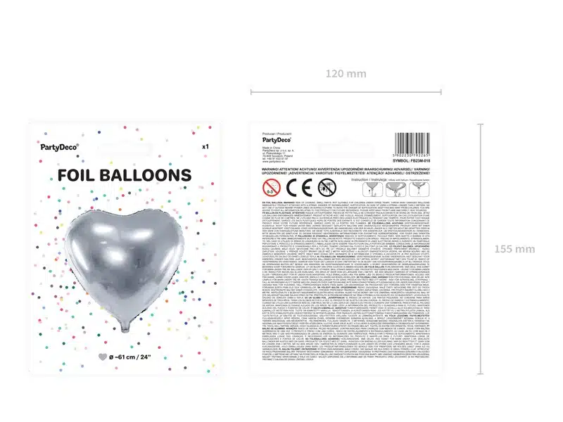 Balon foliowy Serce srebrne 60cm