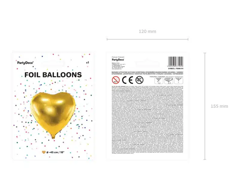 Balon Foliowy Serce złote 60cm