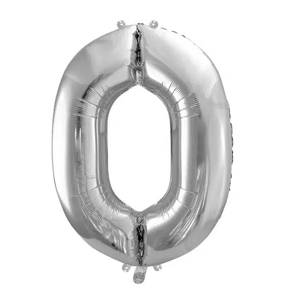 Balon foliowy srebrna cyfra 0 86cm 