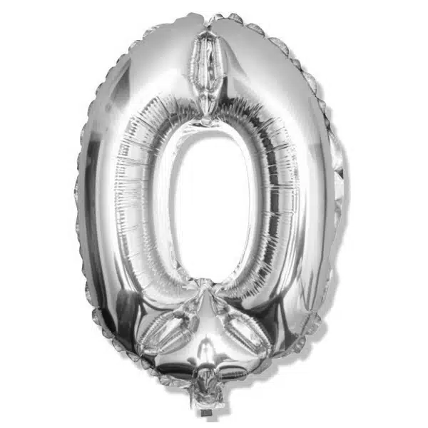 Balon foliowy srebrna cyfra 0 na urodziny 40cm