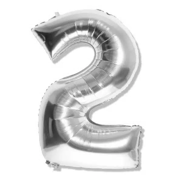 Balon foliowy srebrna cyfra 2 na urodziny 40cm