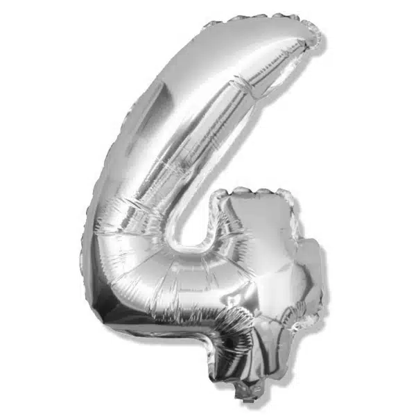 Balon foliowy srebrna cyfra 4 na urodziny 40cm