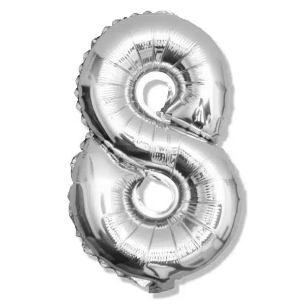 Balon foliowy srebrna cyfra 8 na urodziny 40cm
