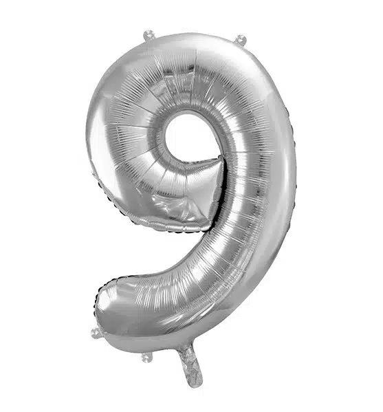 Balon foliowy srebrna cyfra 9 86cm 
