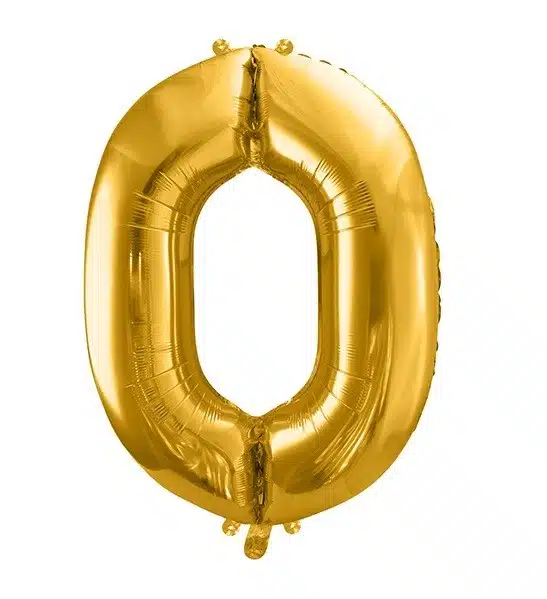 Balon foliowy złota cyfra 0 86cm 