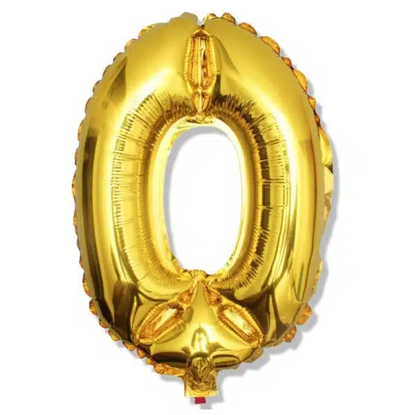 Balon foliowy złota cyfra 0 na urodziny 40cm
