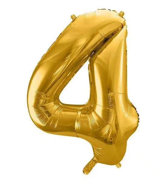 Balon foliowy złota cyfra 4 86cm 