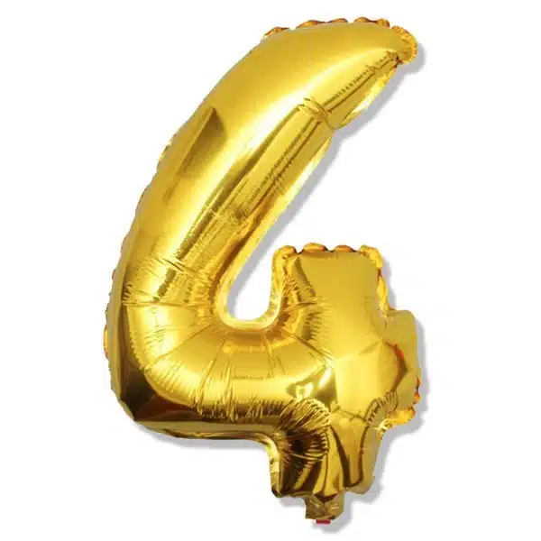 Balon foliowy złota cyfra 4 na urodziny 40cm