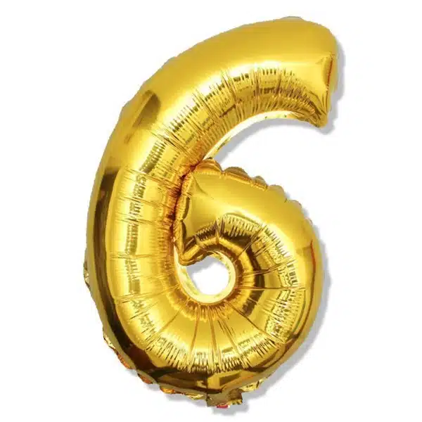 Balon foliowy złota cyfra 6 na urodziny 40cm