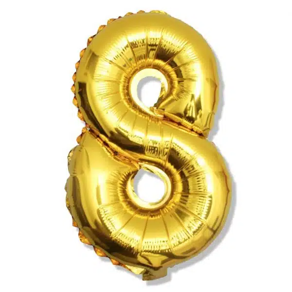 Balon foliowy złota cyfra 8 na urodziny 40cm