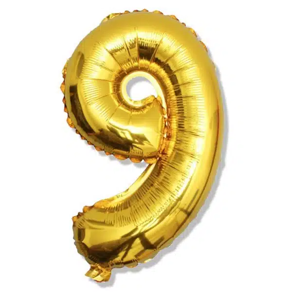 Balon foliowy złota cyfra 9 na urodziny 40cm