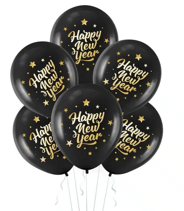 Balon Na Sylwestra Happy New Year Czarny