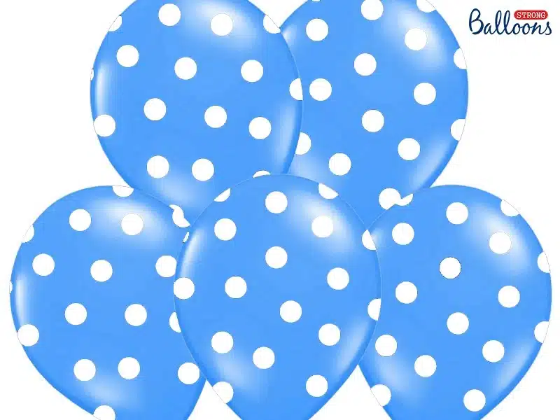 Balon niebieski w białe kropki