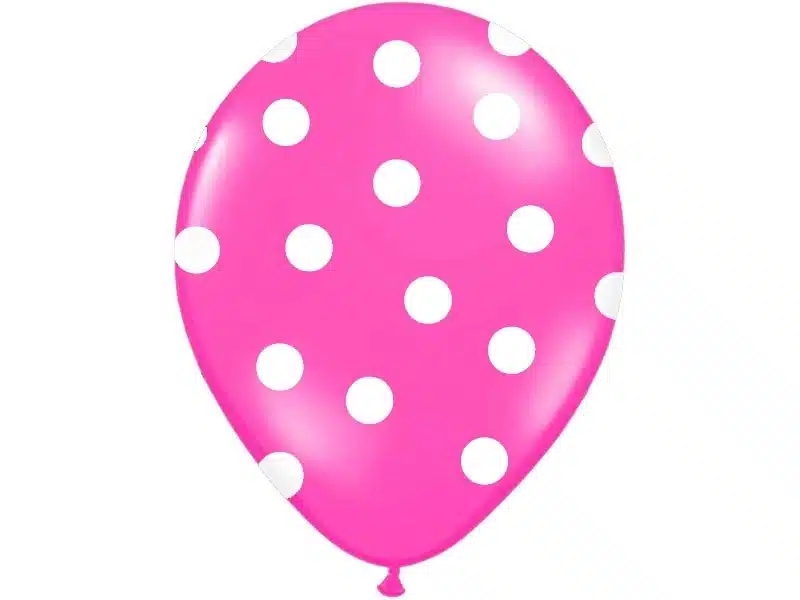Balon różowy w białe kropki