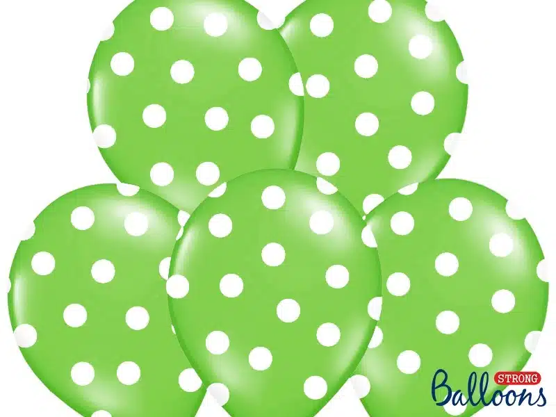 Balon zielony w białe kropki