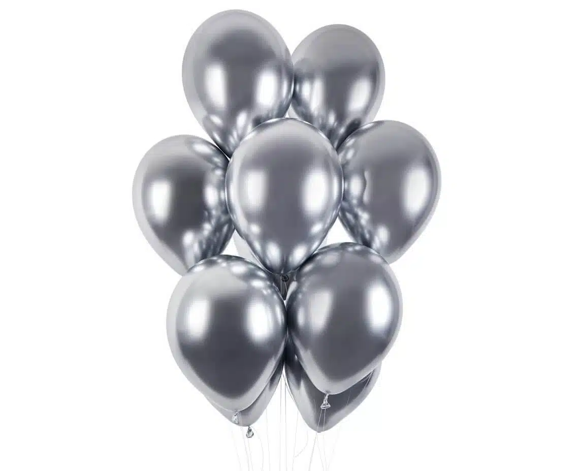Balony chromowane 13 40cm Shinny Srebrne 10szt. 