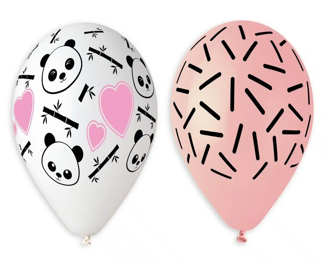 Balony lateksowe Premium Panda i Serca 