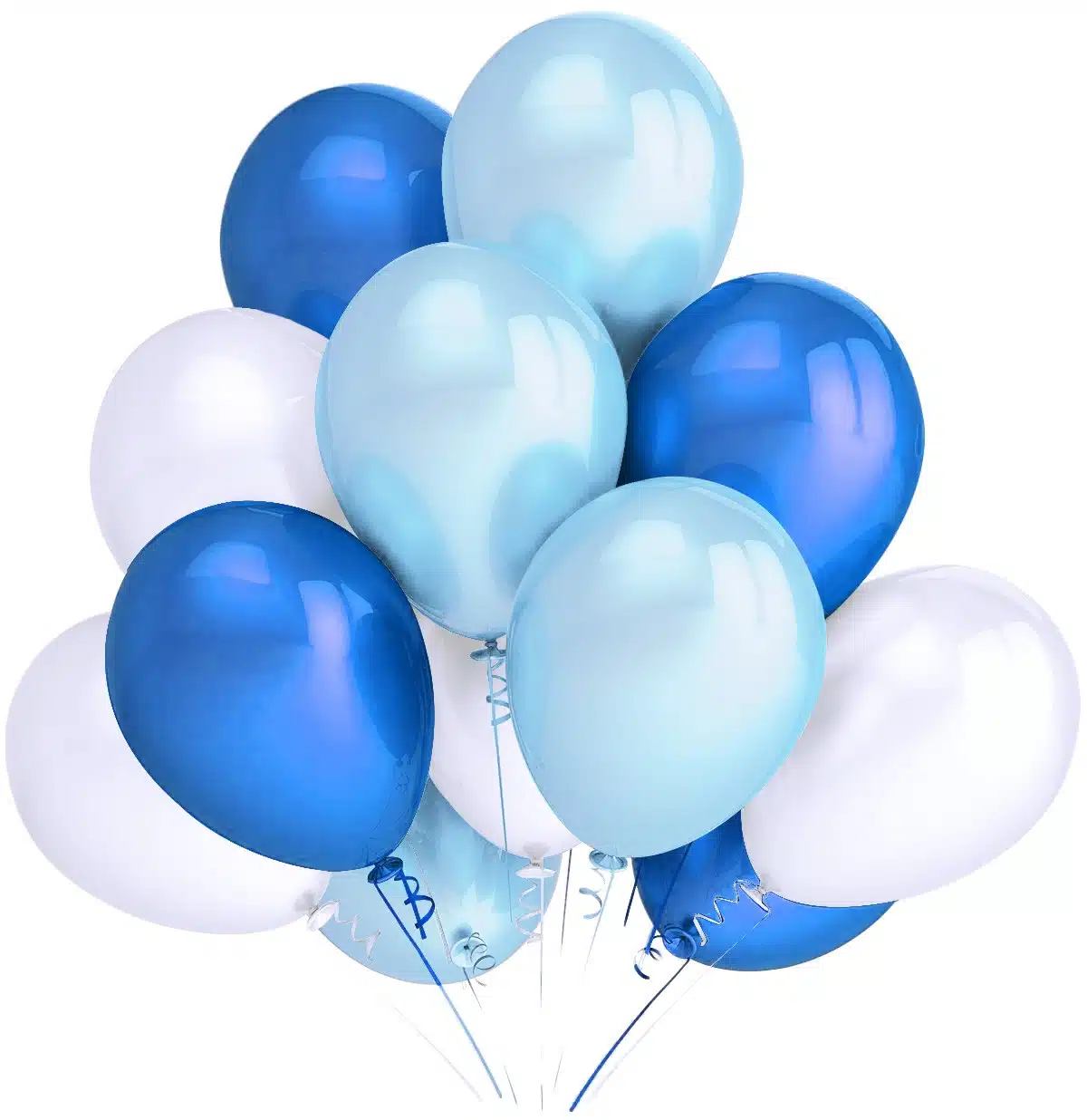Balony metaliczne 12 białe-błękitne-niebieskie 