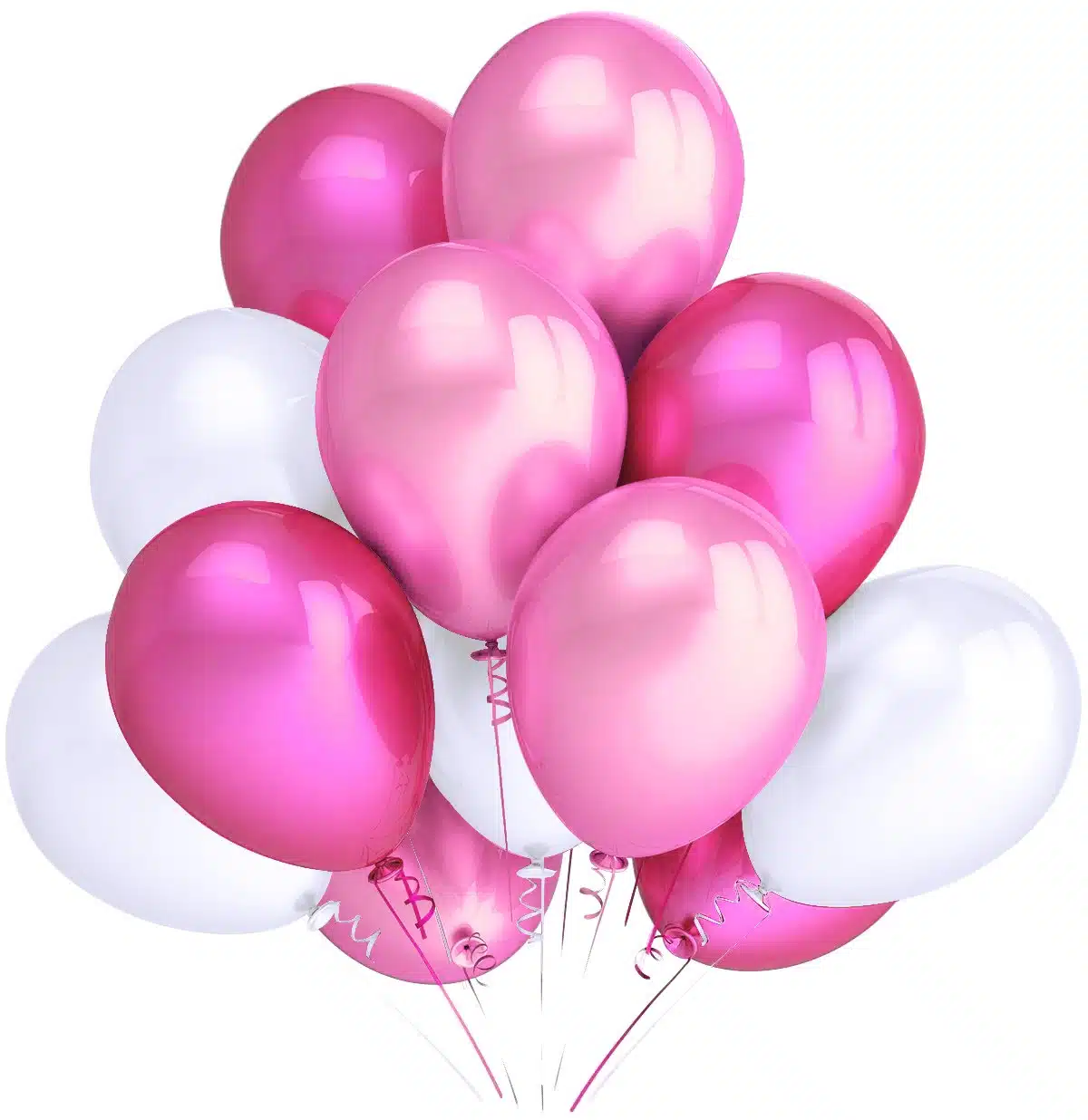 Balony metaliczne 12 białe-jasnoróżowe-różowe 