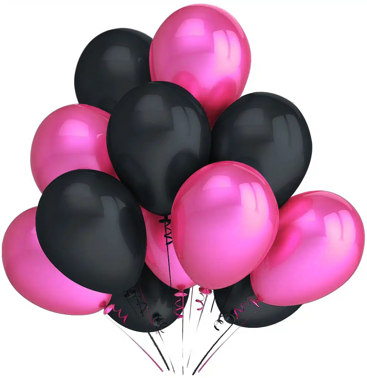 Balony metaliczne 12 różowe-czarne 