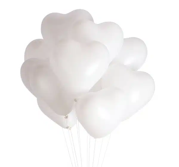 Balony w kształcie SERCA Białe (10 szt.)