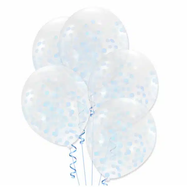 Balony z błękitnym konfetti