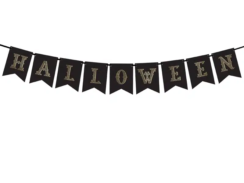 Baner na Halloween, Czarny, 20x175cm