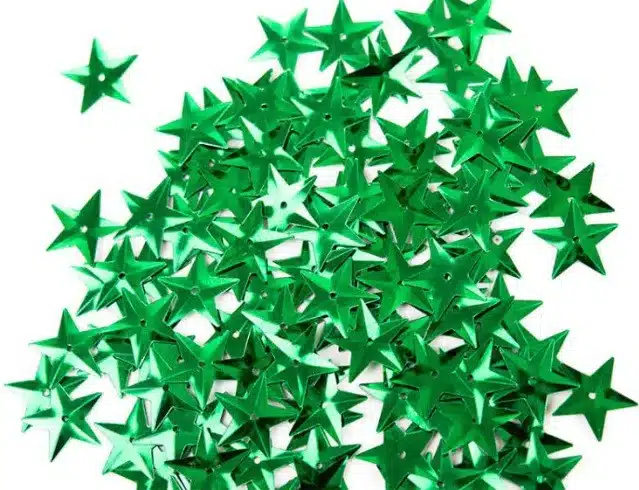 Cekiny gwiazdki 100szt 15mm metaliczne zielone