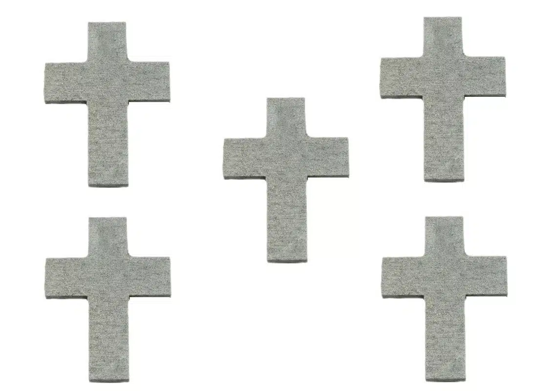 Drewniane Krzyże w kolorze srebrnym, 5 sztuk