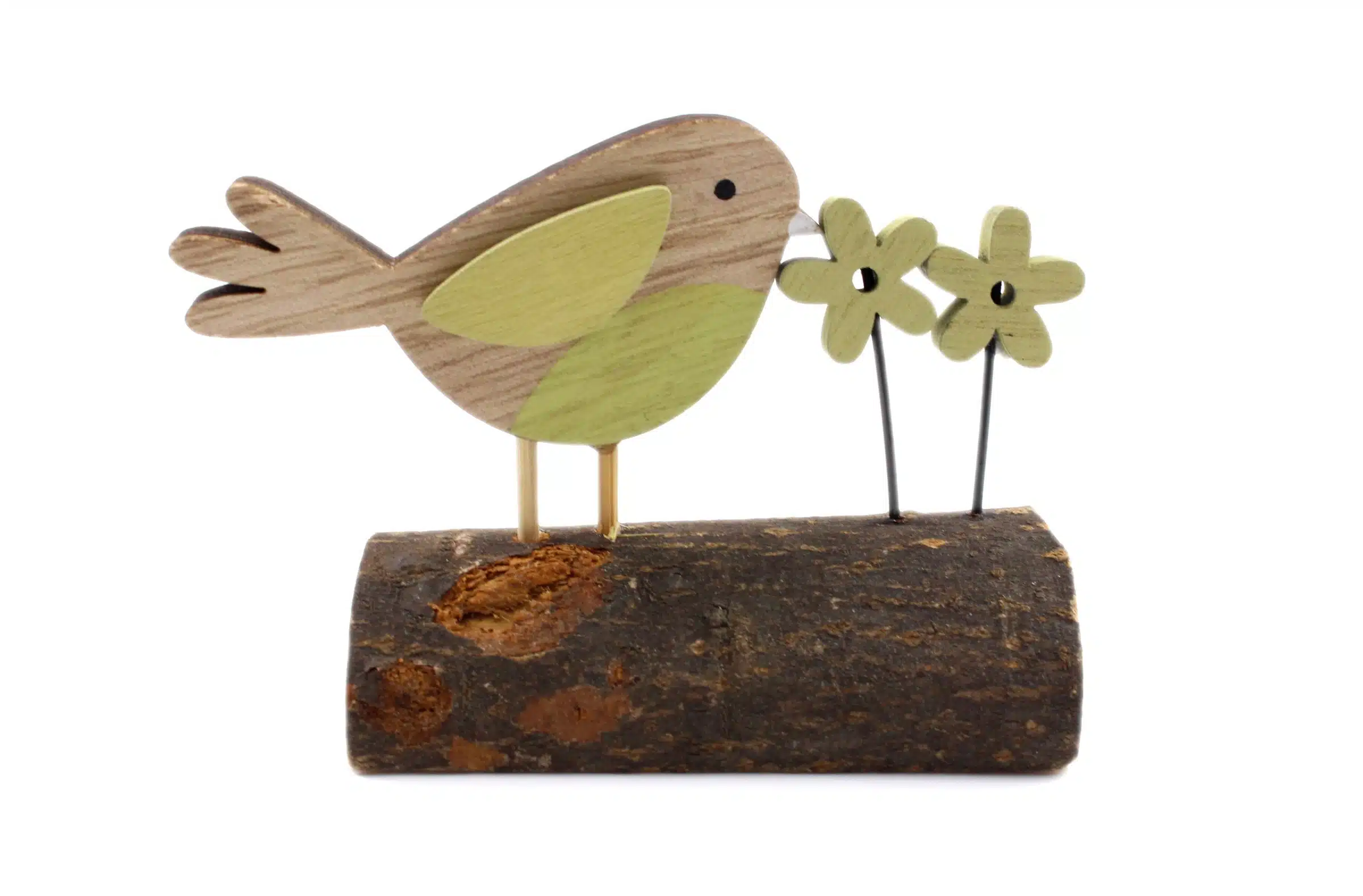 Drewniany Ptak na stojaku Wiosna