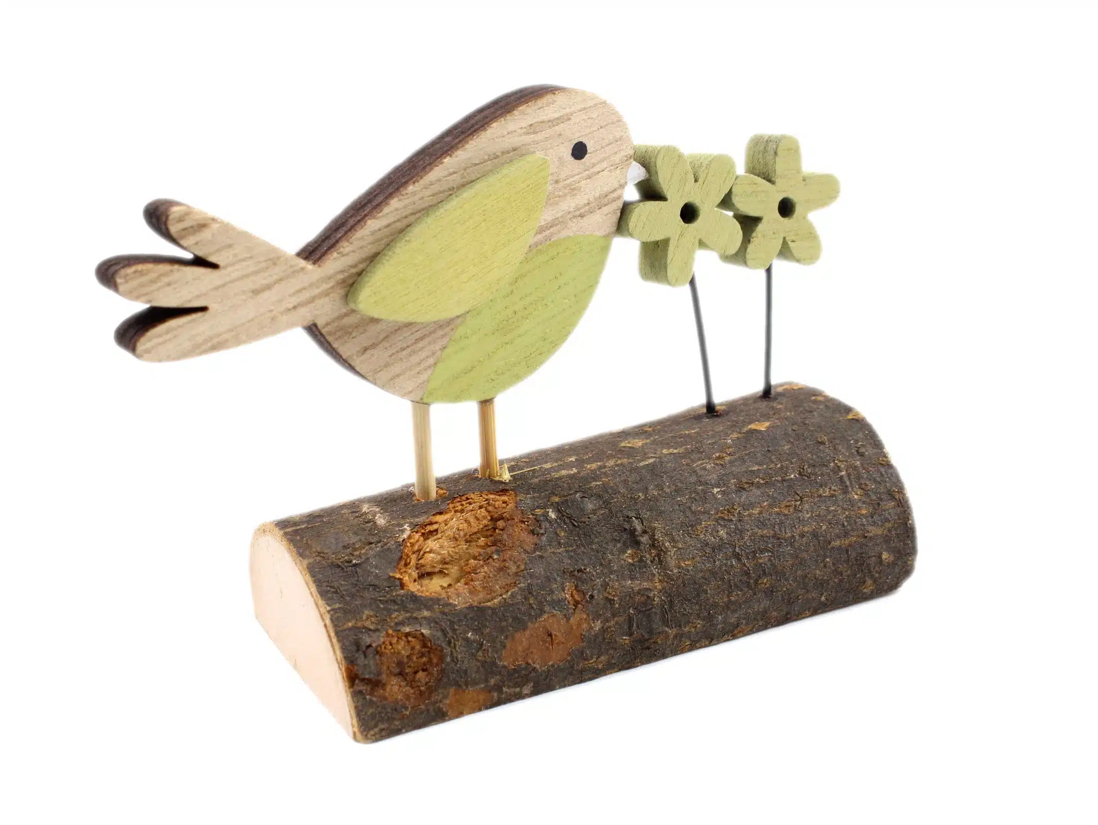 Drewniany Ptak na stojaku Wiosna