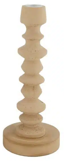 Drewniany świecznik na Świecę Stożkową Kremowy 9x22cm
