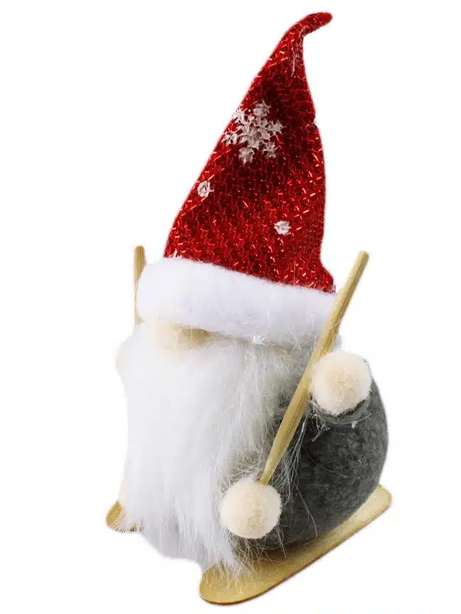 Figurka Santa Claus na nartach, szary