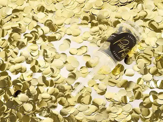 Konfetti wystrzałowe Push Pop Złote