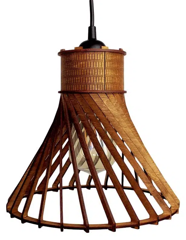Lampa Sufitowa Wisząca Drewniana Model Słomiany Kapelusz