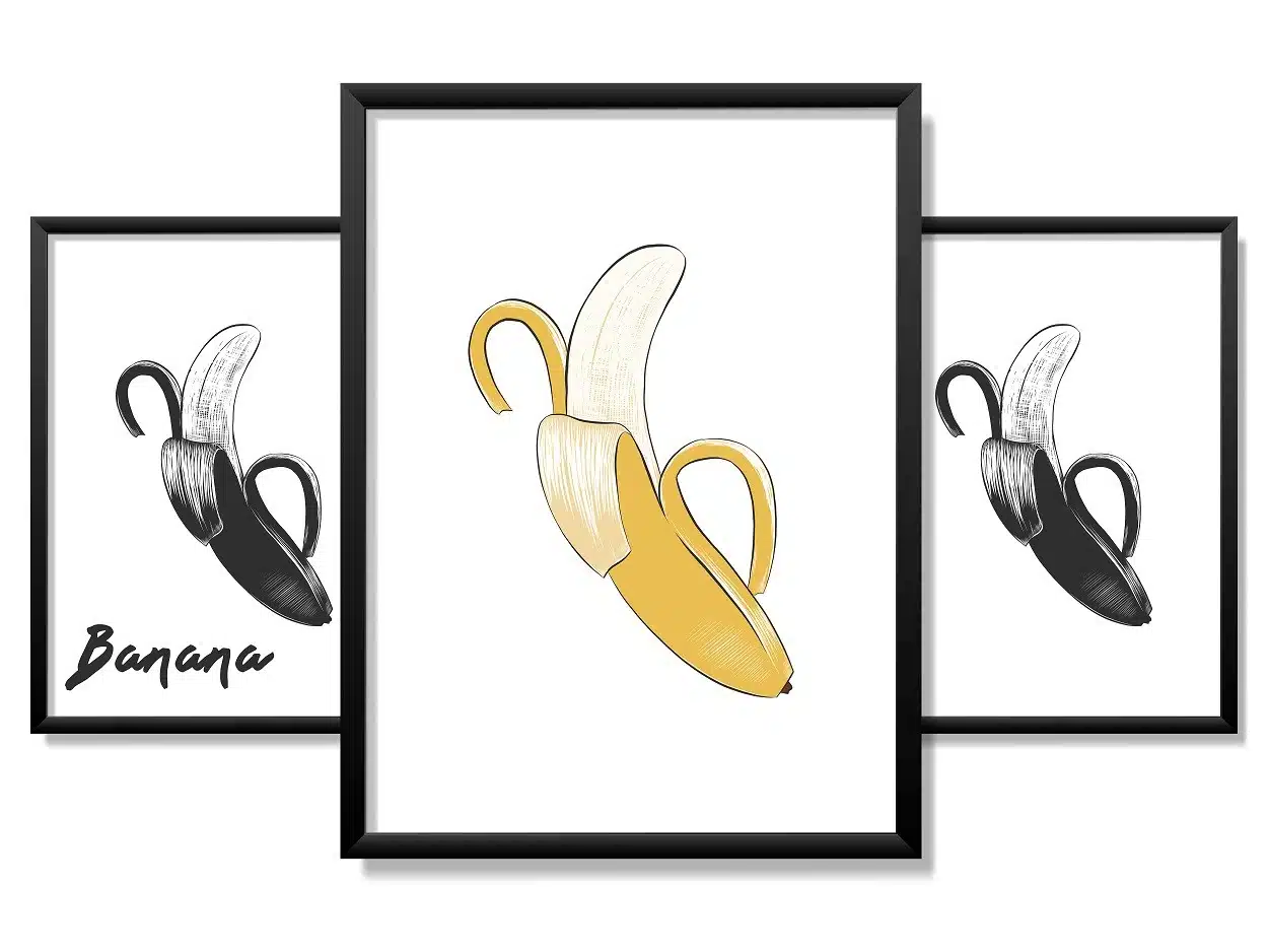 Obrazy w Drewnianej Ramie 90x40cm Banana Power