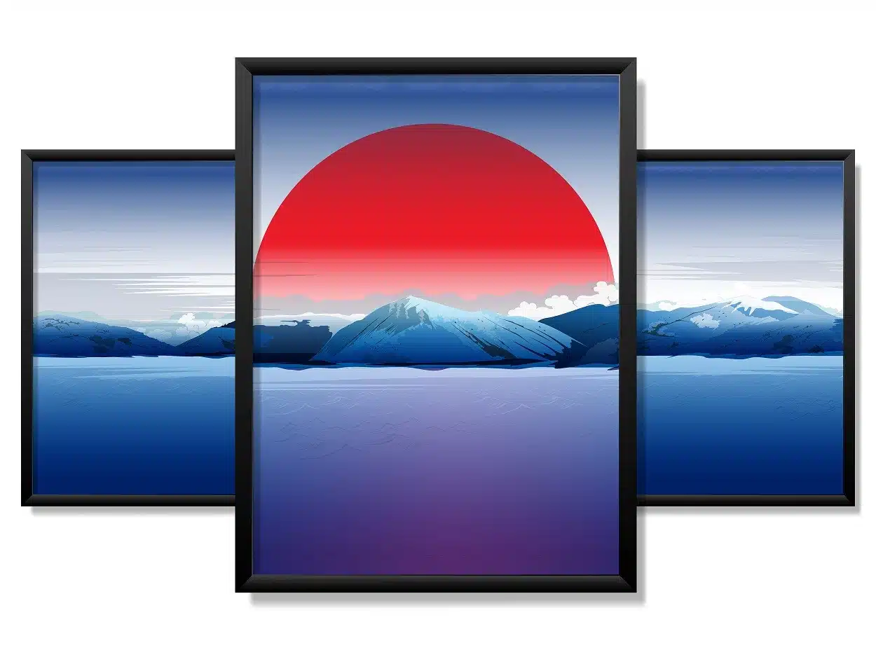 Obrazy w Drewnianej Ramie 90x40cm Blue Sunset