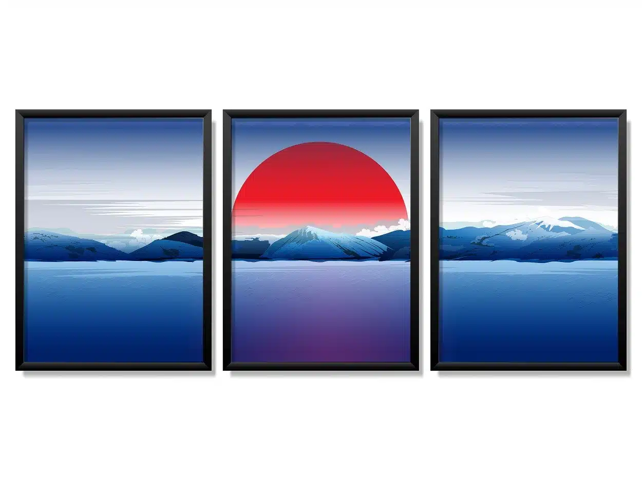 Obrazy w Drewnianej Ramie 90x40cm Blue Sunset