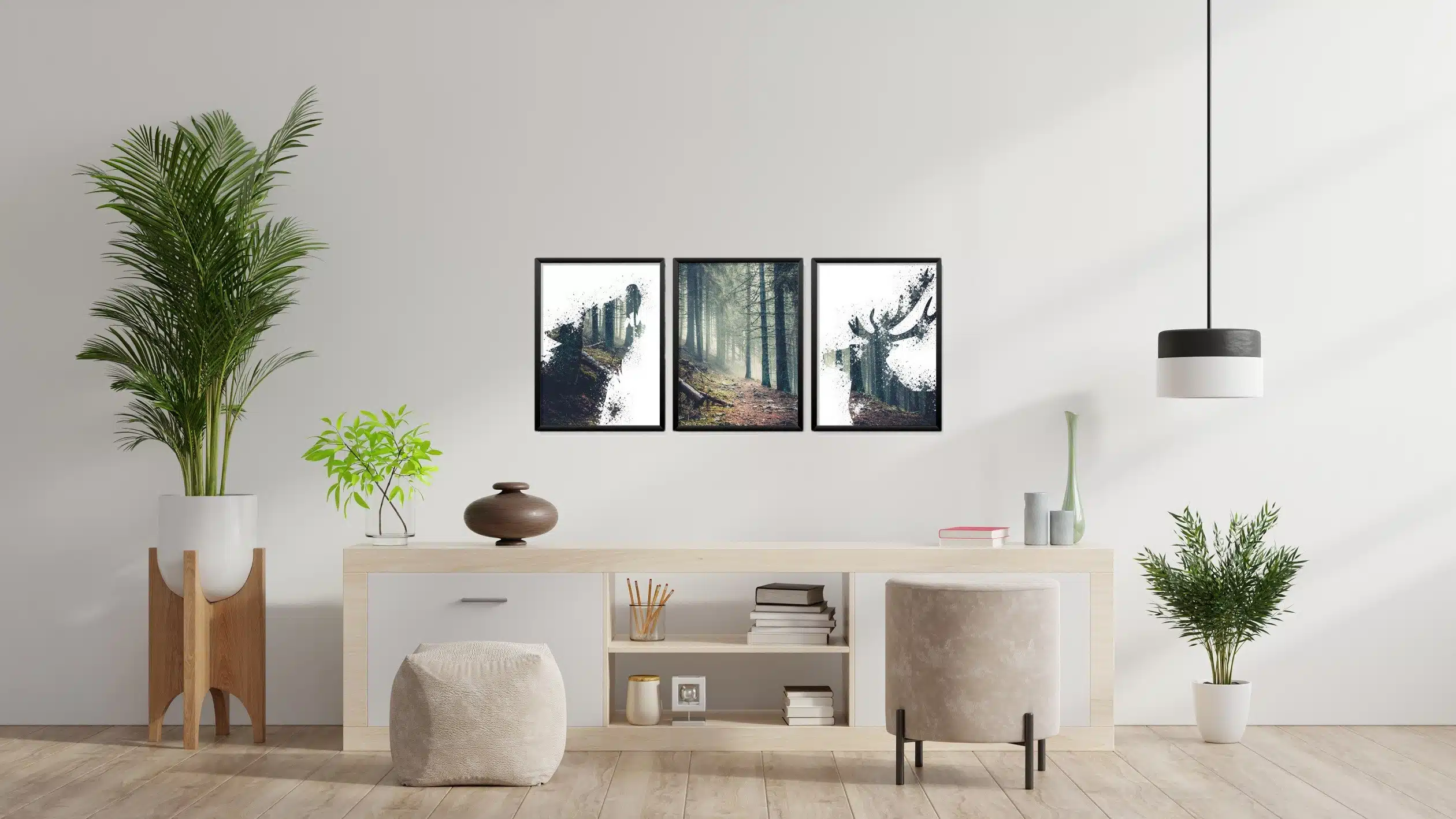 Obrazy w Drewnianej Ramie 90x40cm Forest