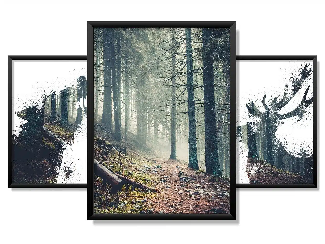 Obrazy w Drewnianej Ramie 90x40cm Forest