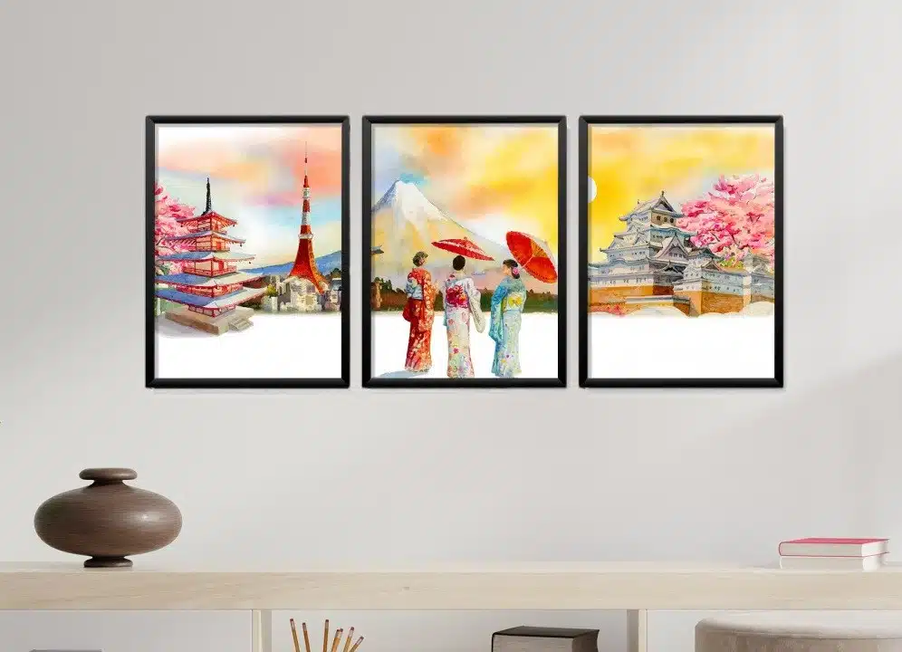 Obrazy w Drewnianej Ramie 90x40cm Japan Daylight