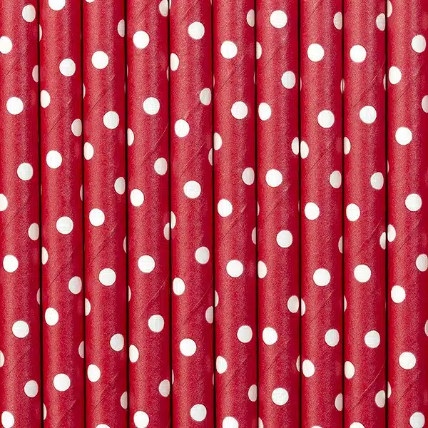 Papierowe słomki w kropki czerwone